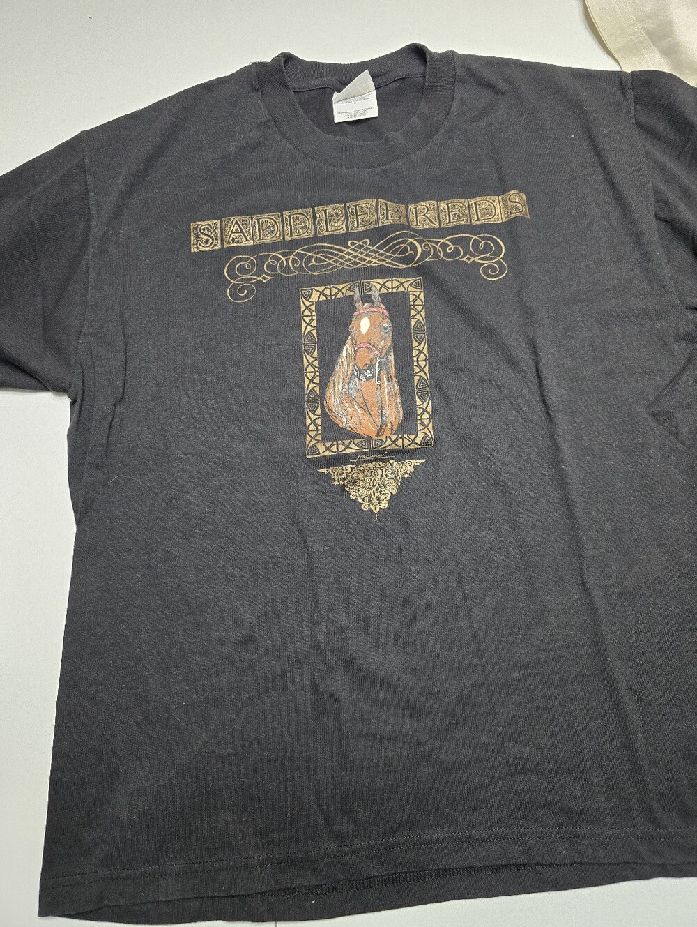 Hanes Black Tee with Gold Horse Graphic